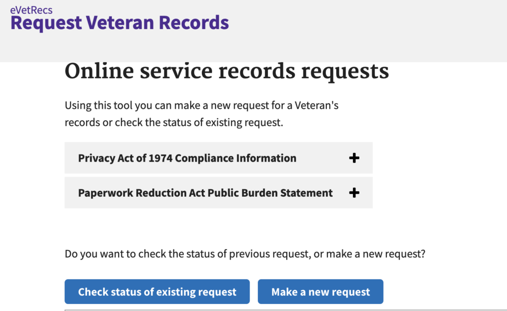 Screenshot of evetrecs online service records requests