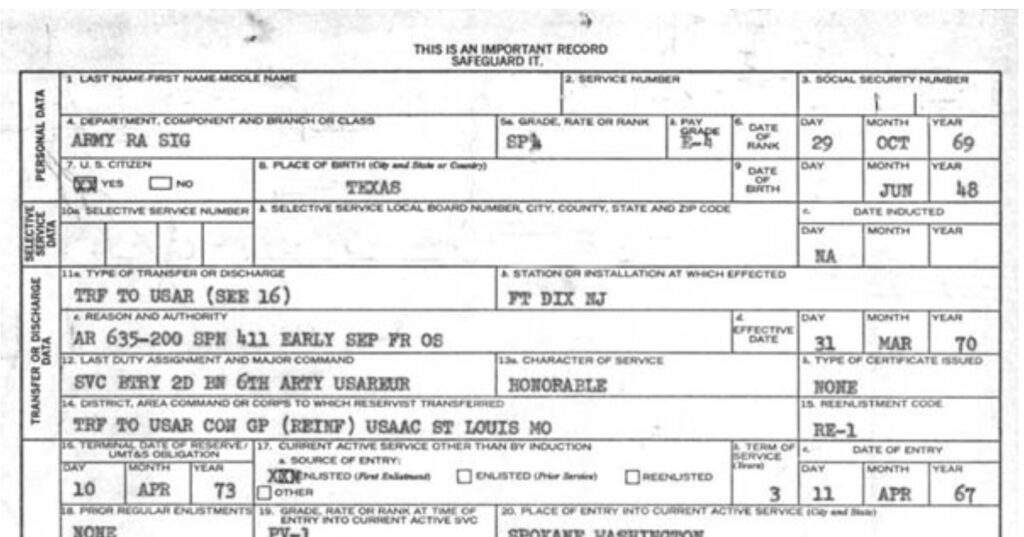 Army Dd 214 Example Army Dd 214 Example